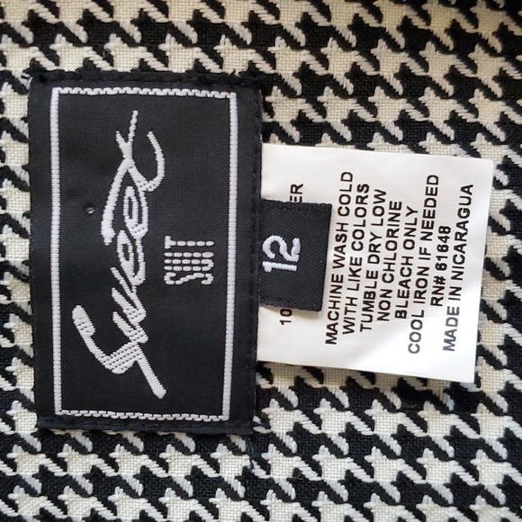 Sweet Suit- NWT Black/White Houndstooth Suit Coat Ruffle collar/Sleeves Sz.12 - Picture 4 of 5